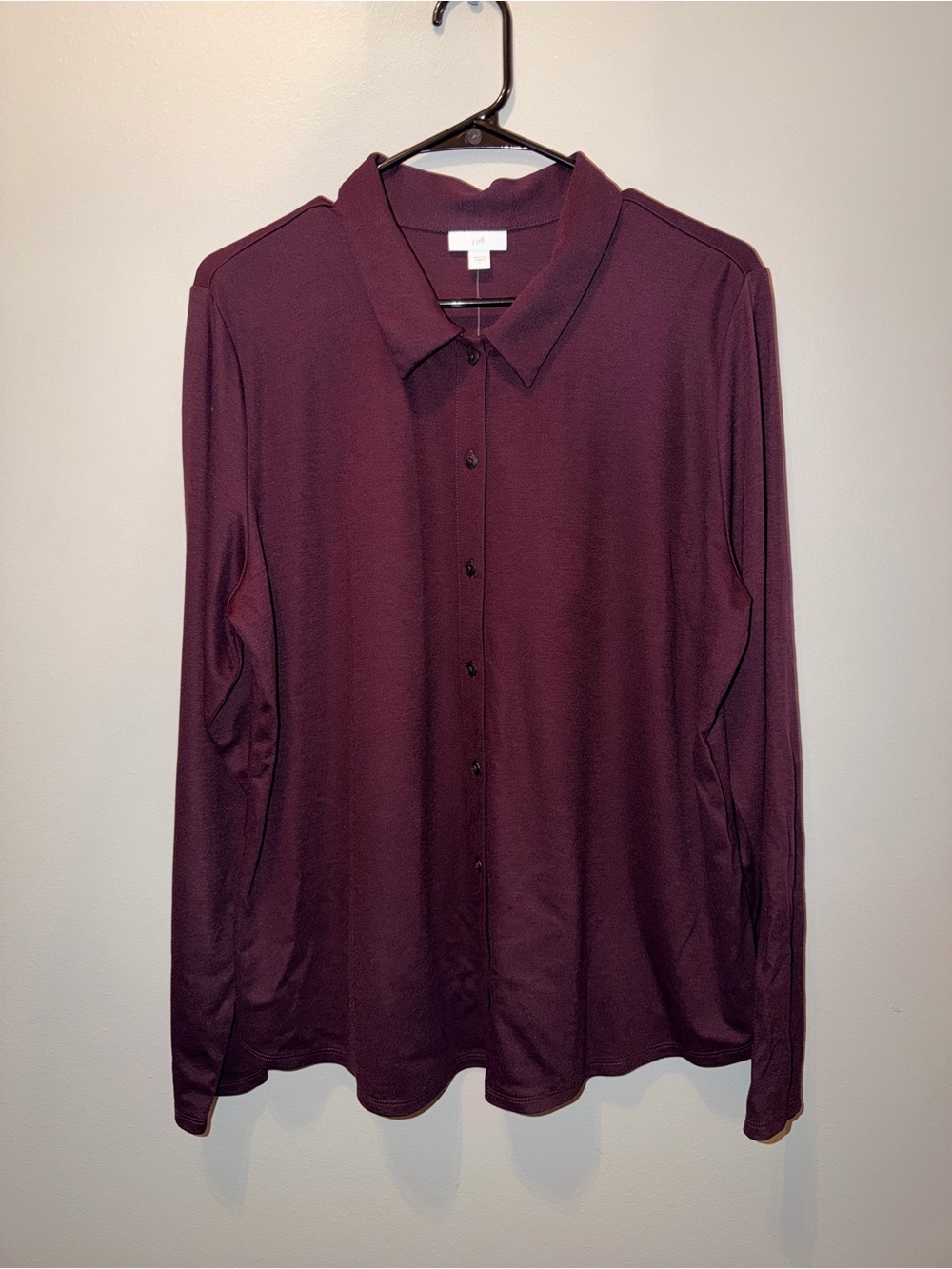 J. Jill Long Sleeve Button-Down Shirt in Deep Burgundy